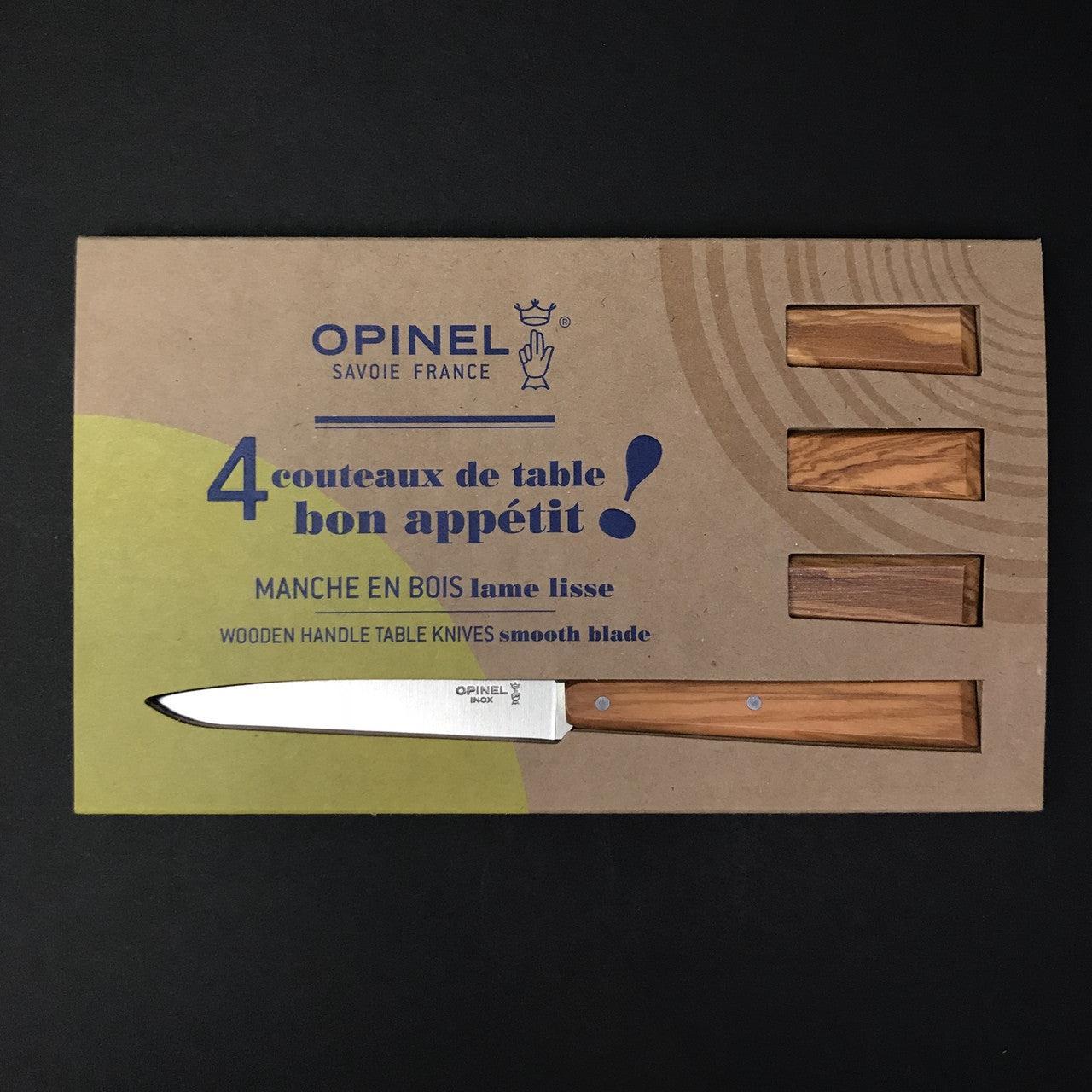 Opinel | Table Knives | 4 Set | Olivewood Knife in Steel by - Coutelier