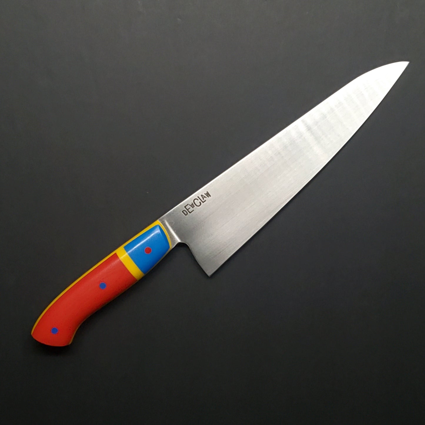 Dewclaw | 8" Gyuto | Red, Blue & Yellow