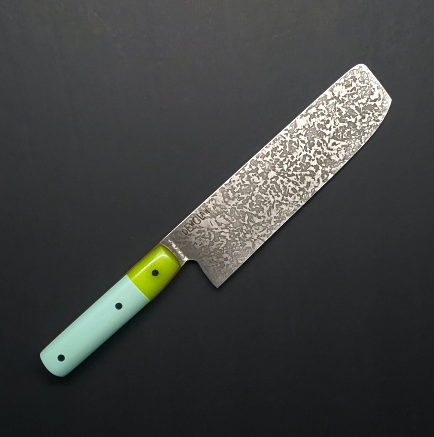 Dewclaw | 8" Nakiri | Tiffany Blue & Day Glow