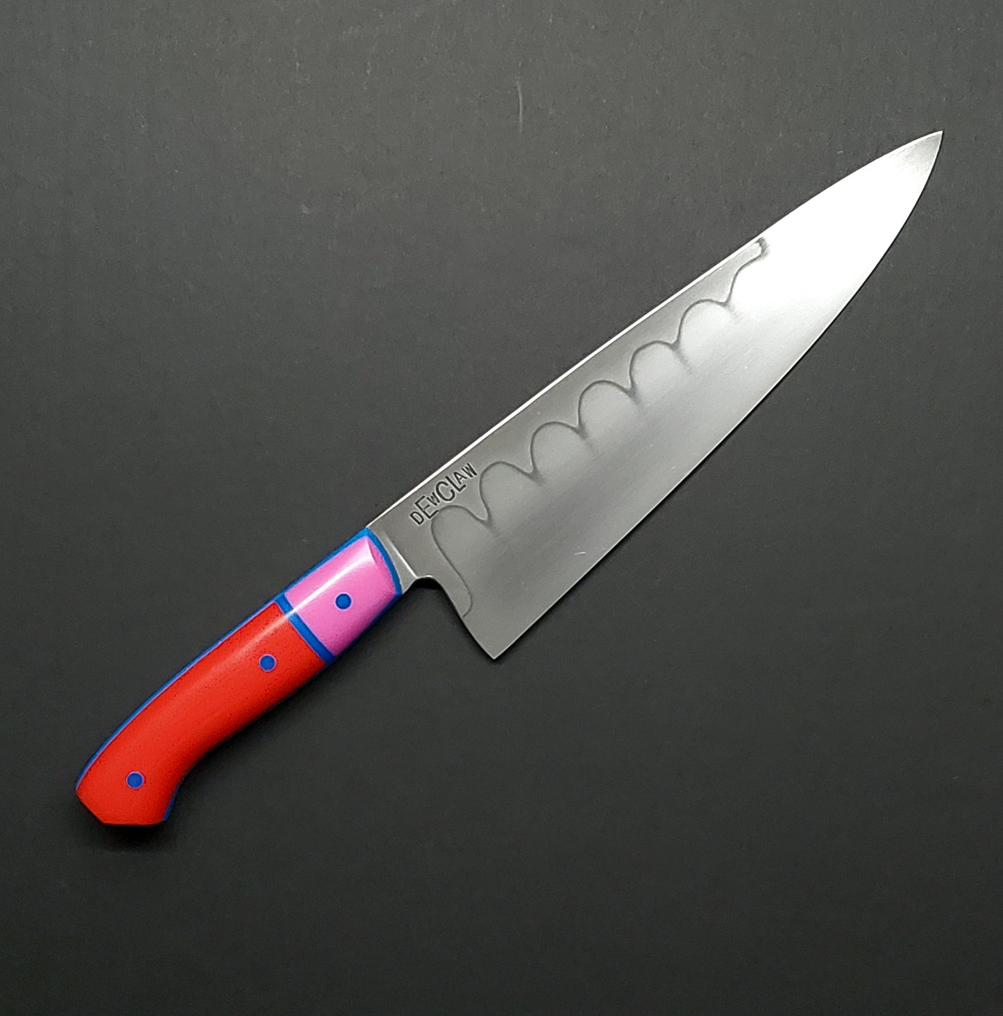 Dewclaw | 8" Western Chef | Red, Pink, & Blue