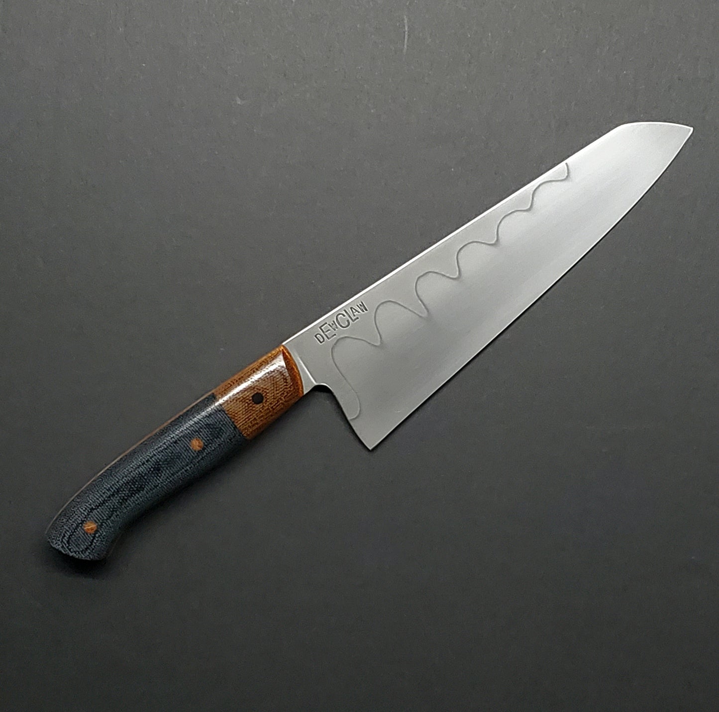 Dewclaw | 7" Santoku | Black & Natural Canvas Micarta