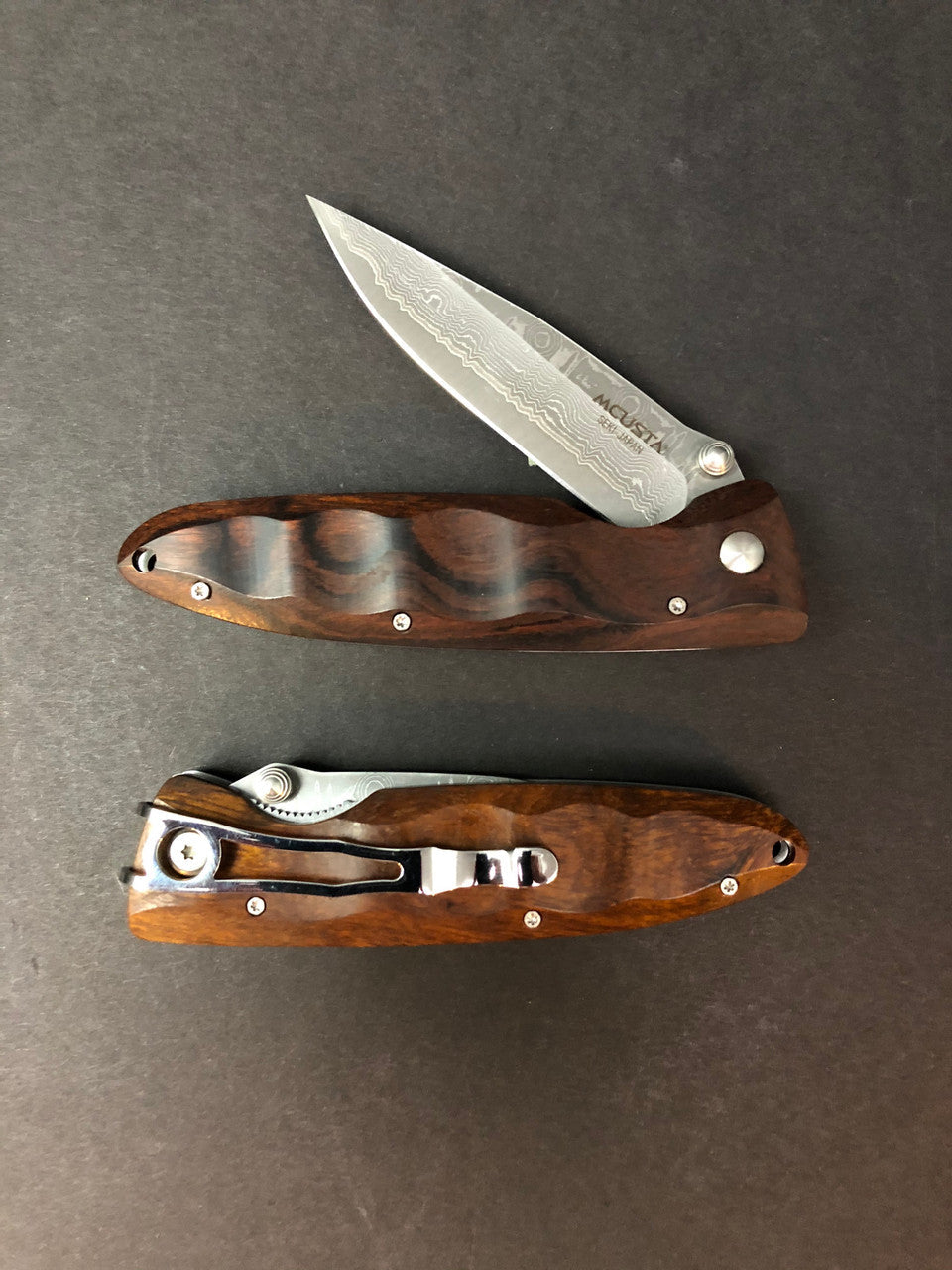 MCUSTA | Classic Wave | Damascus | Ironwood Knife in Steel by - Coutelier