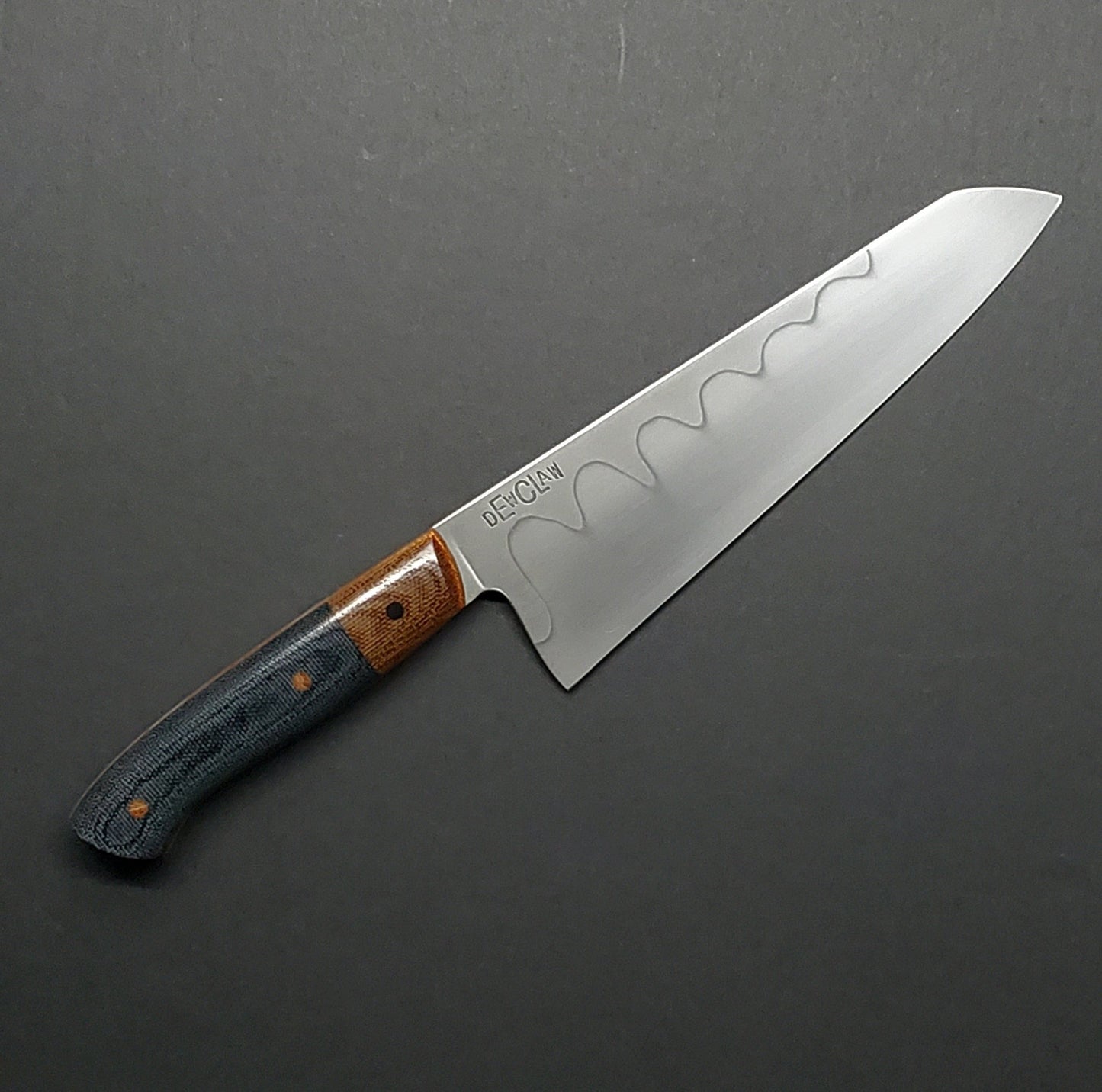 Dewclaw | 7" Santoku | Black & Natural Canvas Micarta - Coutelier