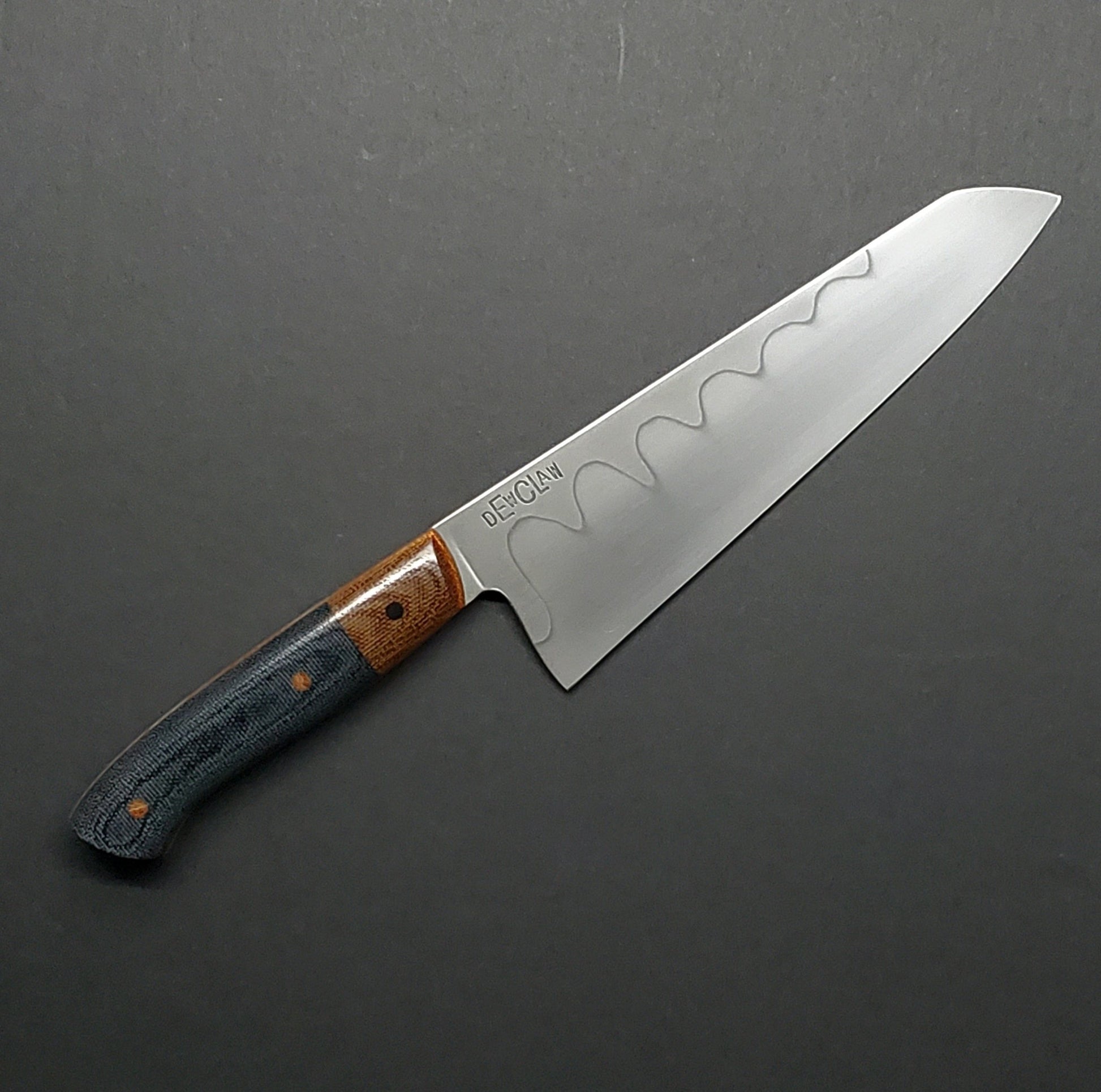 Dewclaw | 7" Santoku | Black & Natural Canvas Micarta - Coutelier