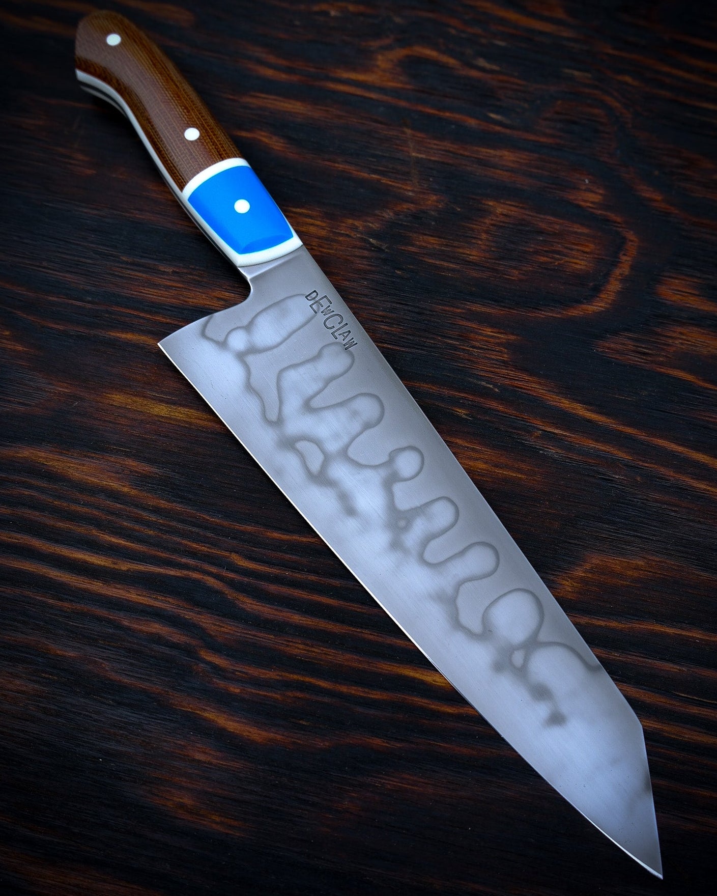 Dewclaw | 8" Kiritsuke | Natural Canvas, Blue & White