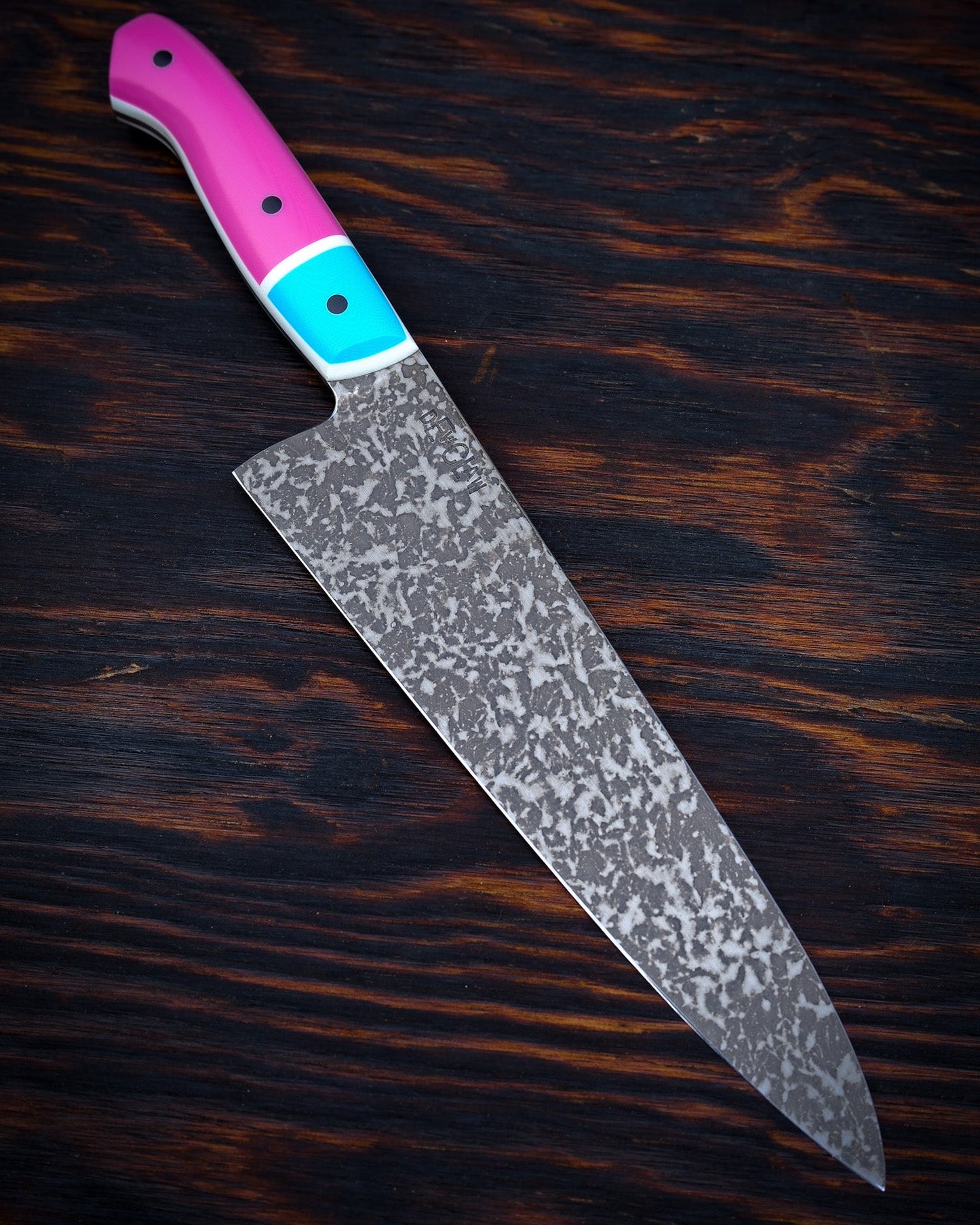 Dewclaw | 8" Gyuto | Pink, Turquoise & White