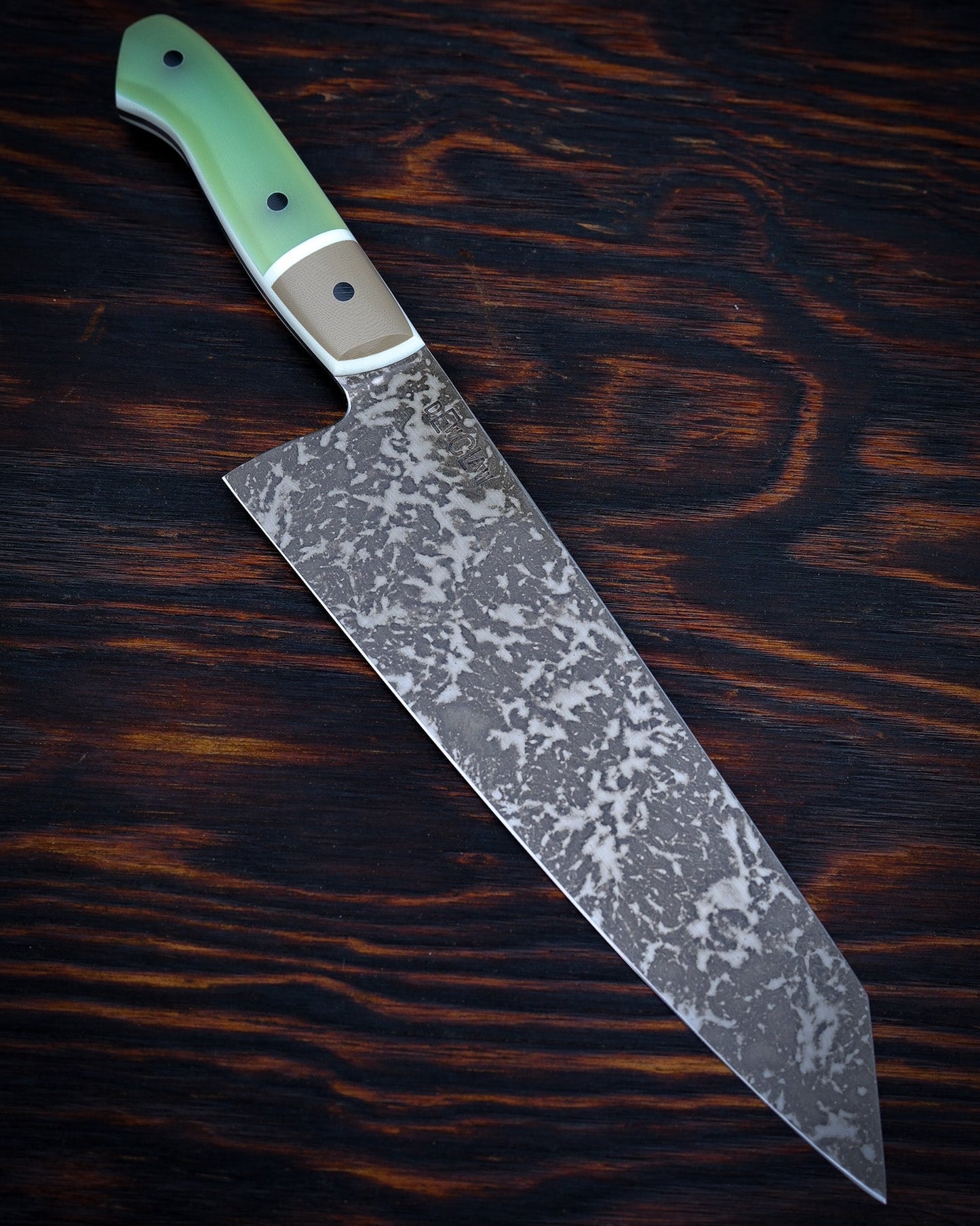 Dewclaw | 8" Kiritsuke | Jade, Tan, & White